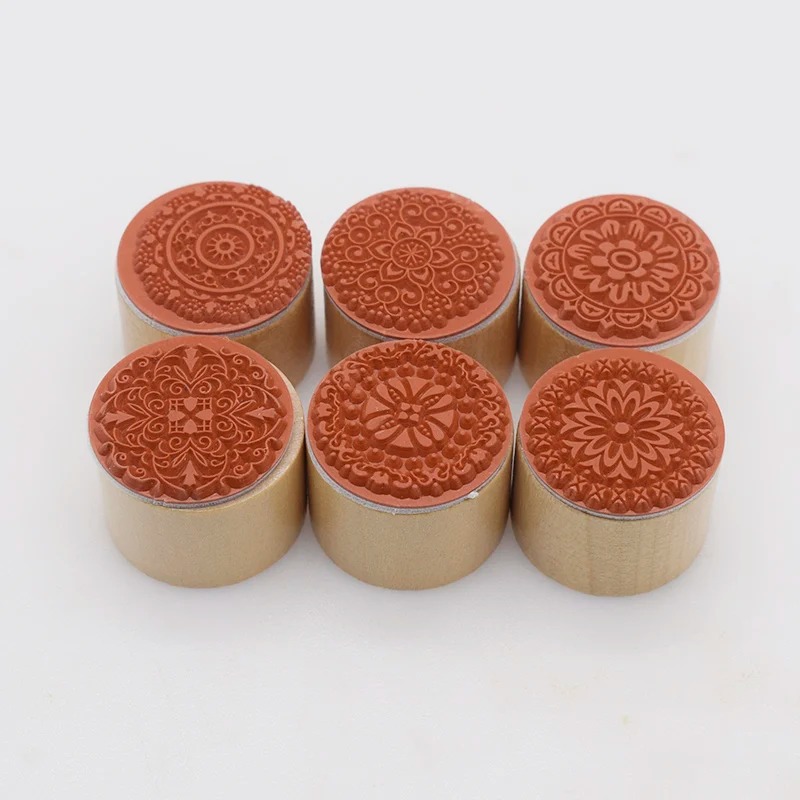 Soap Stamp Custom - Square Round Floral Wooden Rubber Stamp