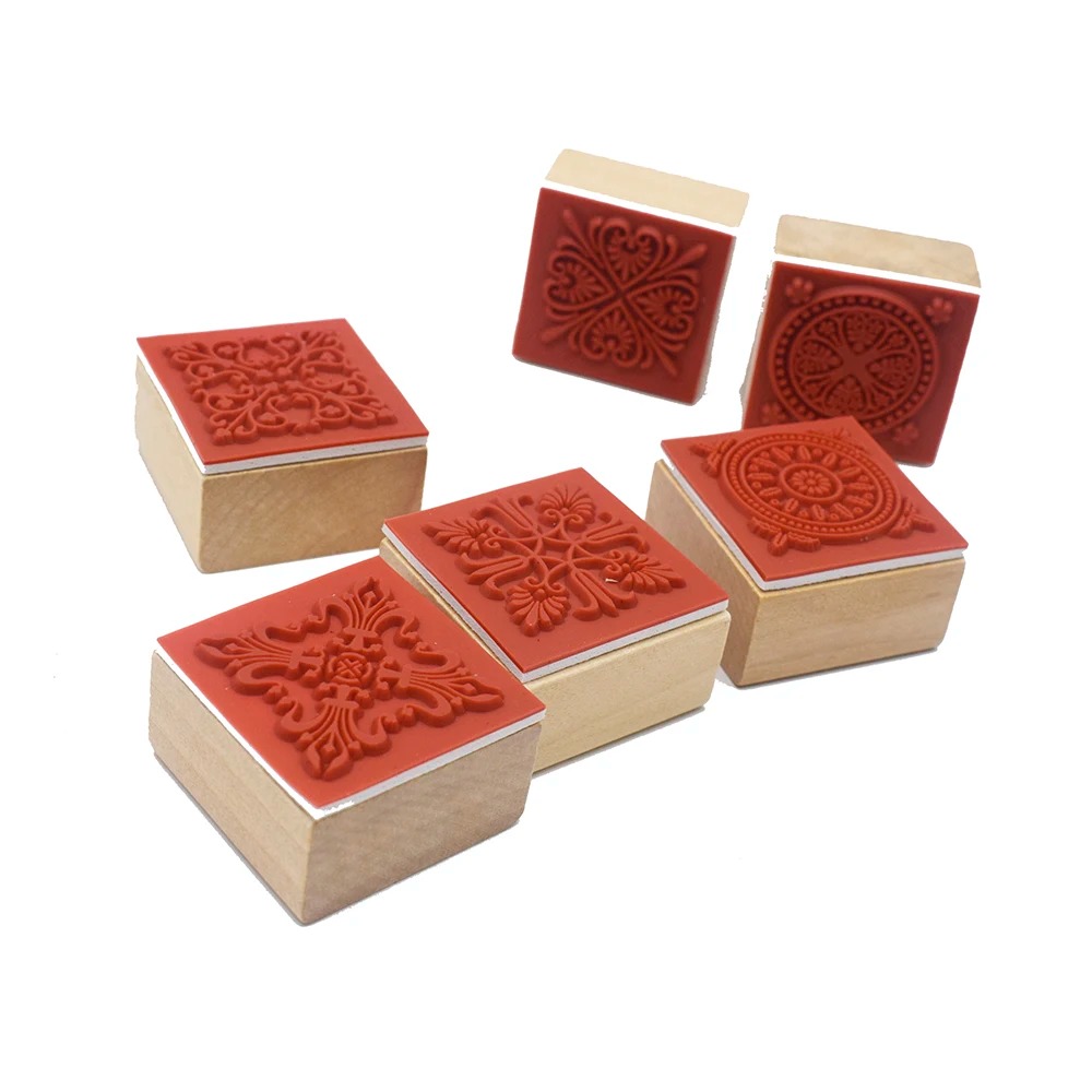 Square Round Floral Wooden Rub - Soap Stamp Custom 评论和价格
