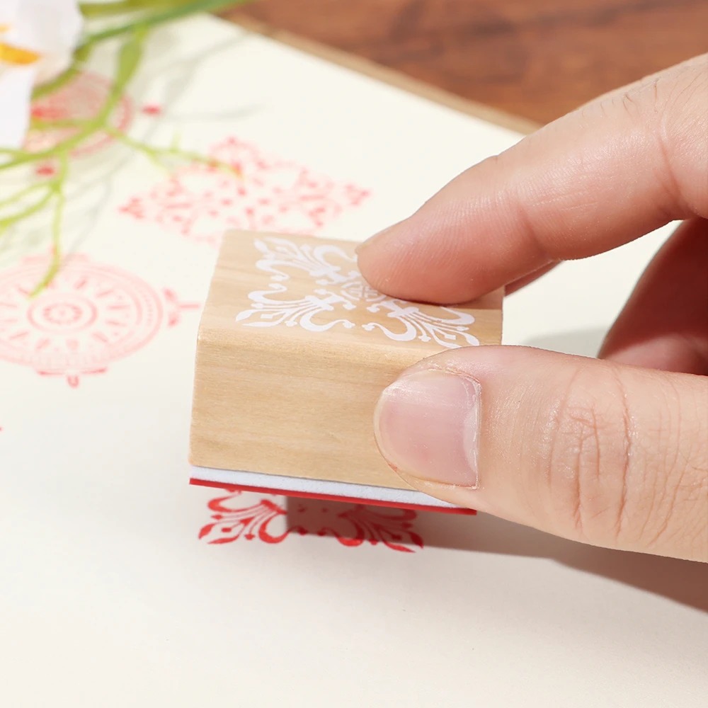 Square Round Floral Wooden Rub - Soap Stamp Custom 评论和价格